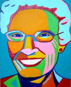 Peggy's portrait went through a multitude of color combinations