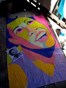When the weather is nice, I paint on my back deck, like this one of Ella Fitzgerald.